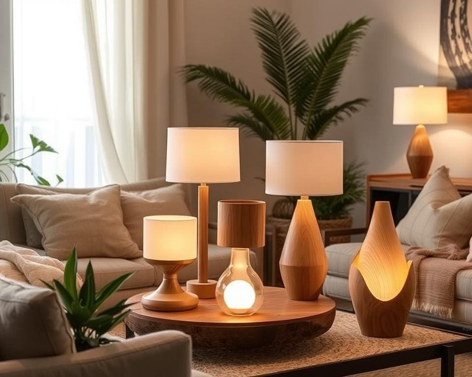 natuurlijke houten lampen