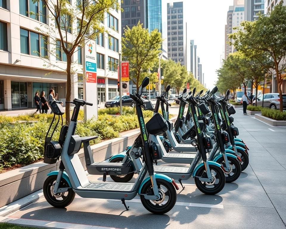 Elektrische scooters die eenvoudig te parkeren zijn