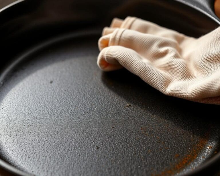 Hoe onderhoud je een gietijzeren pan?