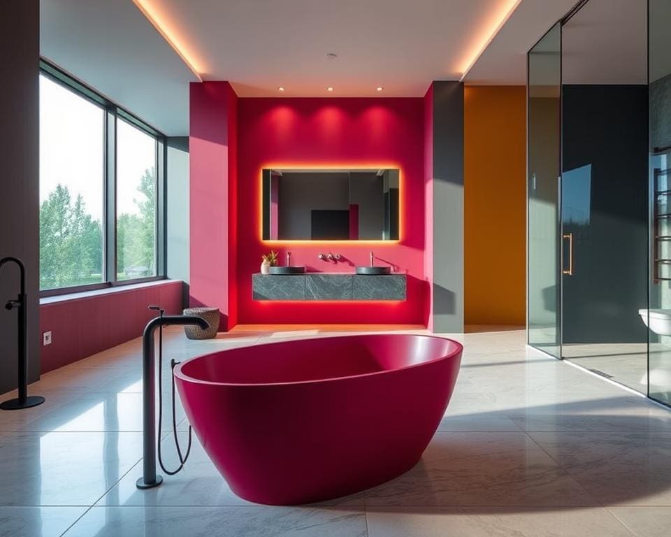 accentkleuren moderne badkamer