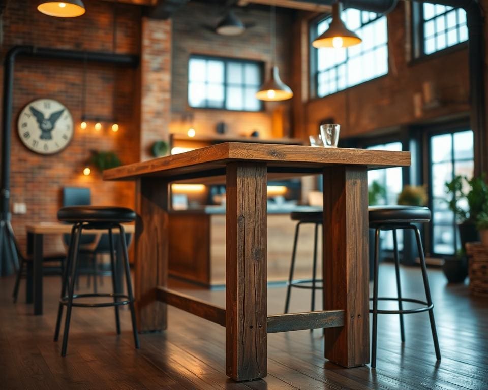 Hoe combineer je barkrukken met een industriële bartafel?