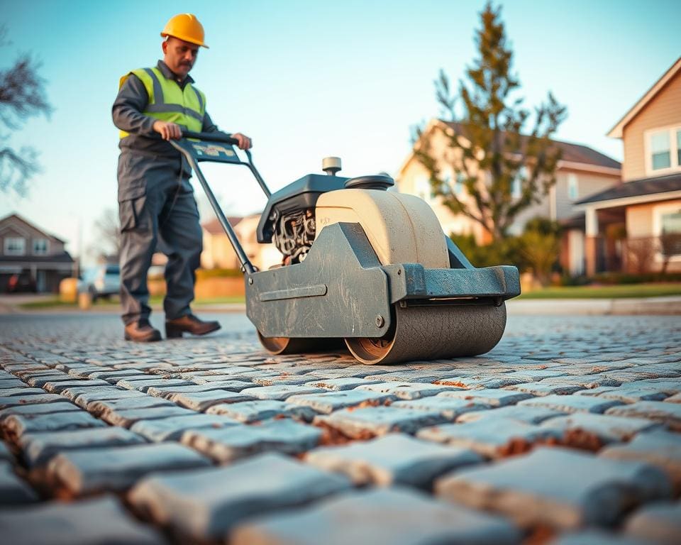 Hoe helpt een trilplaat bij bestratingswerk?